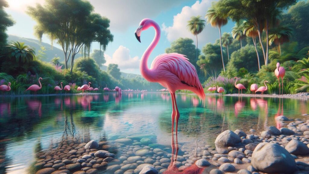 A large pink bird