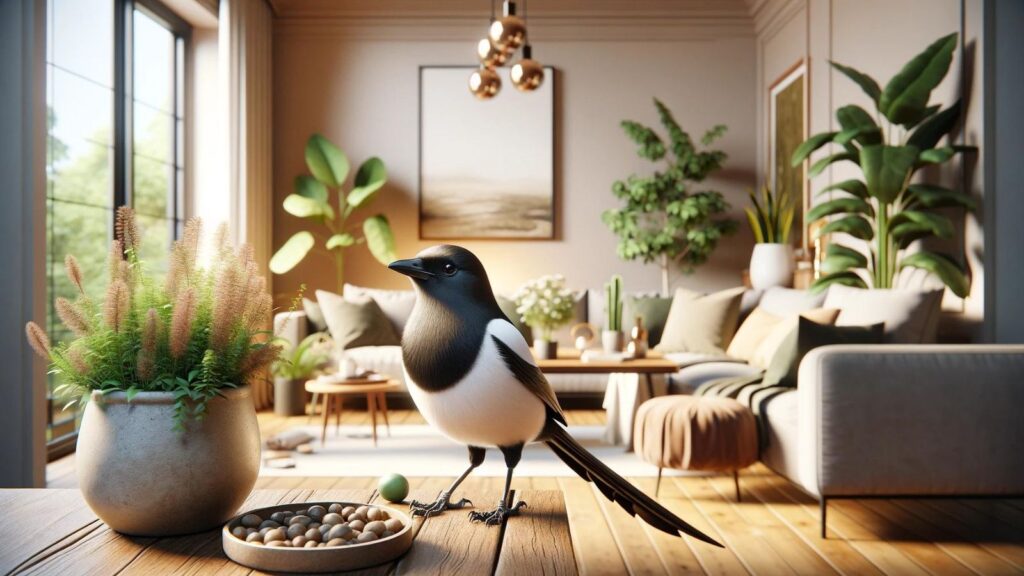 A magpie in the house