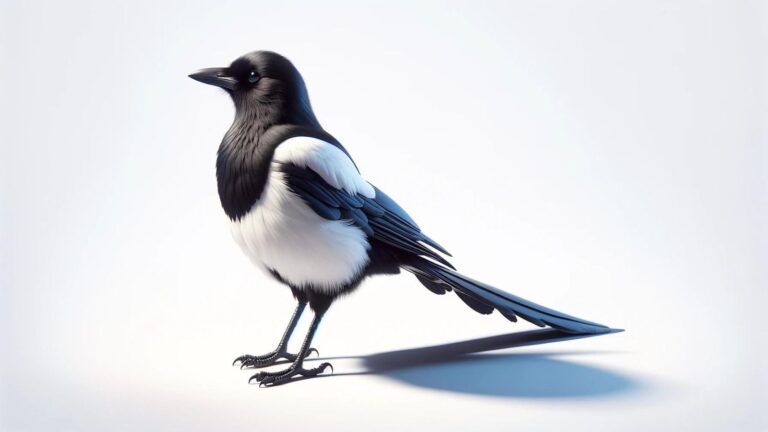 A magpie on a white background
