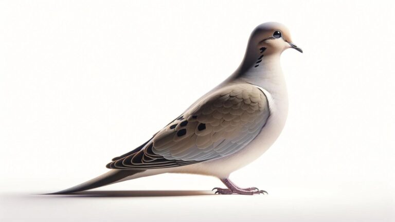 A mourning dove in a white background