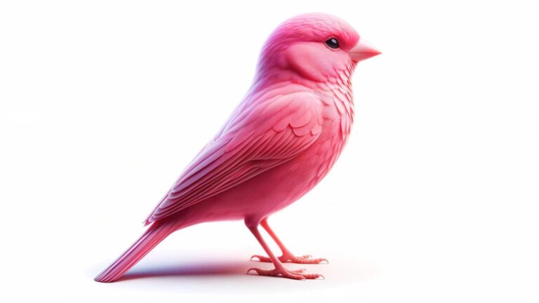 A pink bird in a white background