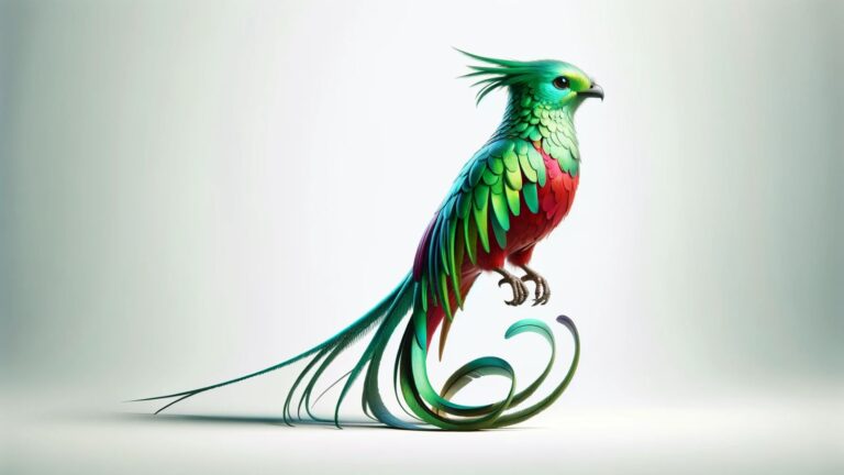 A quetzal bird on white background