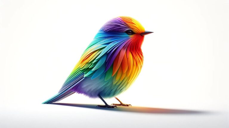 A rainbow bird in a white background