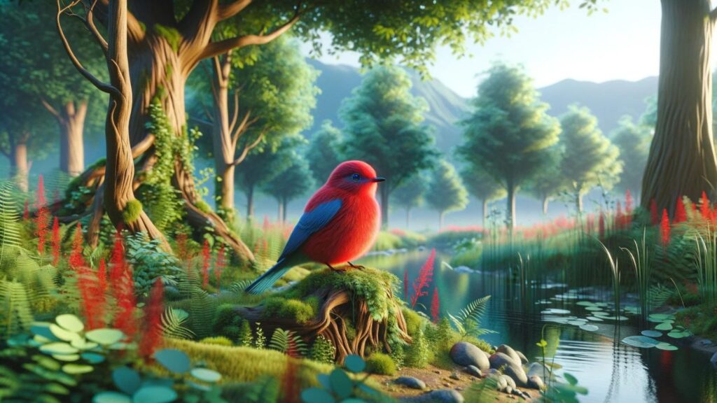 A red bluebird