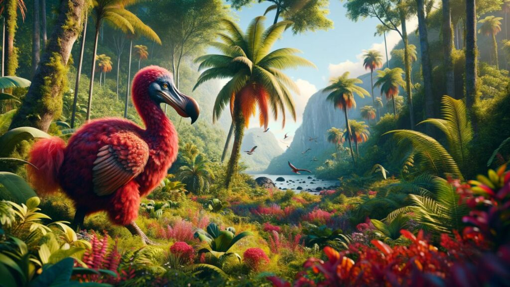 A red dodo bird