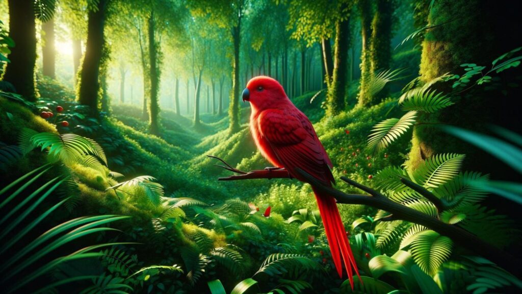 A red pet bird