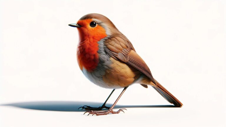 A red robin in a white background