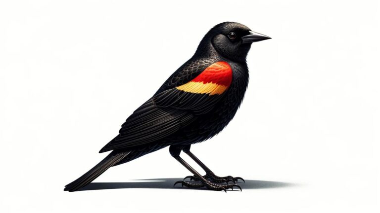 A red wing blackbird in a white background