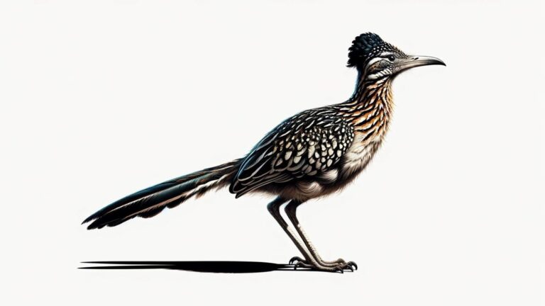 A roadrunner in a white background