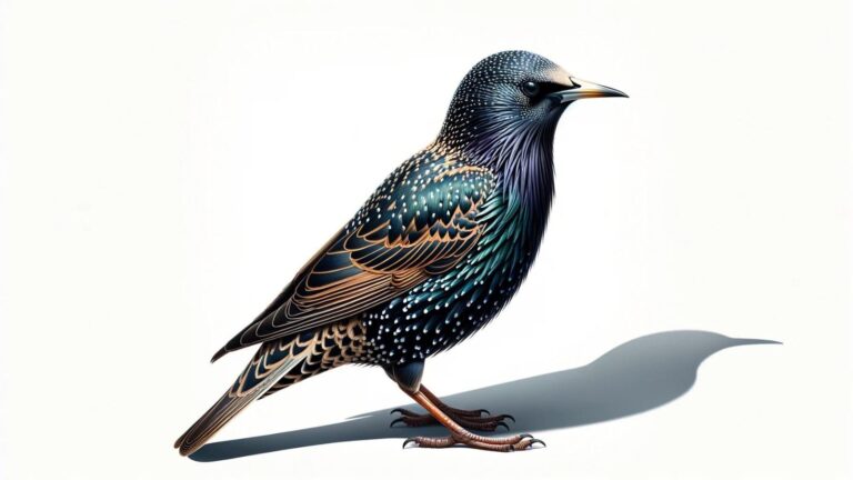 A starling in a white background