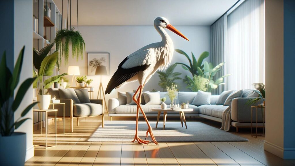 A stork in the house