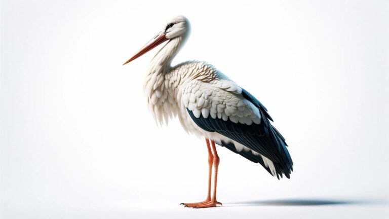 A stork on a white background