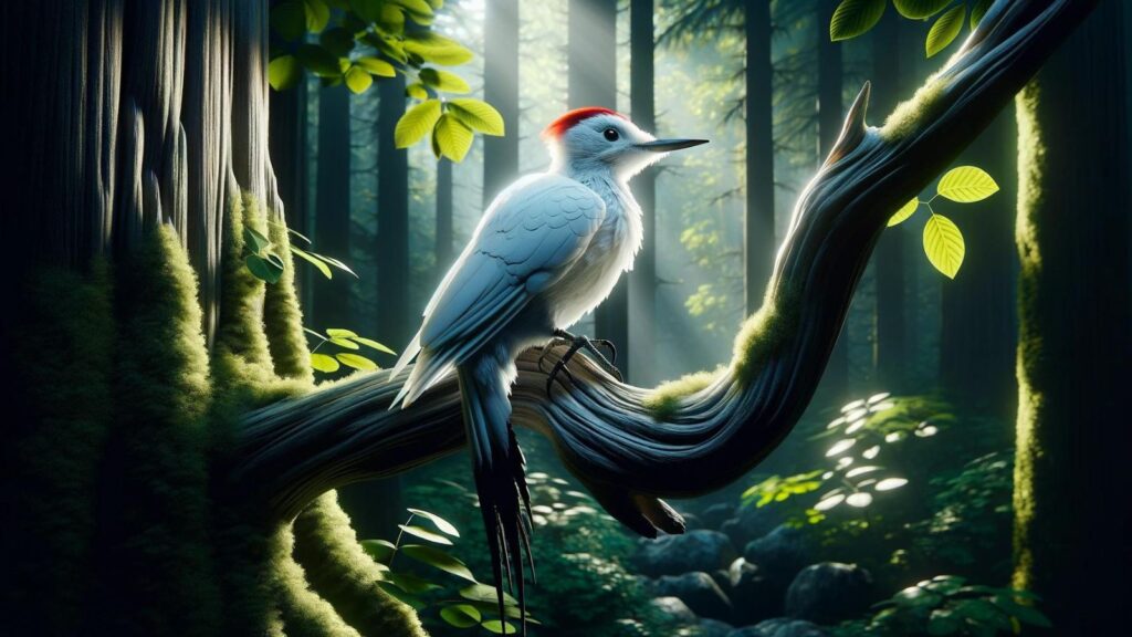 A white woodpecker