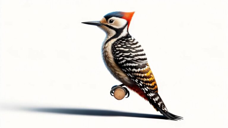 A woodpecker on a white background