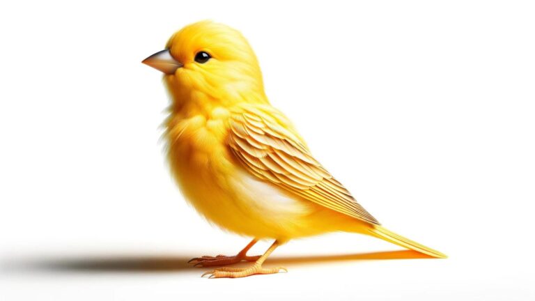 A yellow bird on a white background