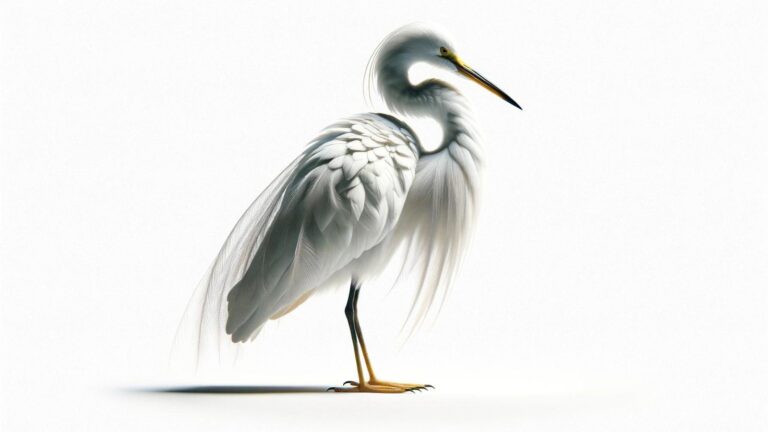An egret in a white background