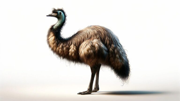 An emu on a white background