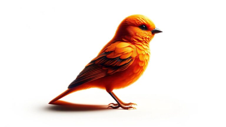 An orange bird in a white background