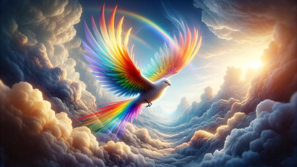Biblical representation of the rainbow bird