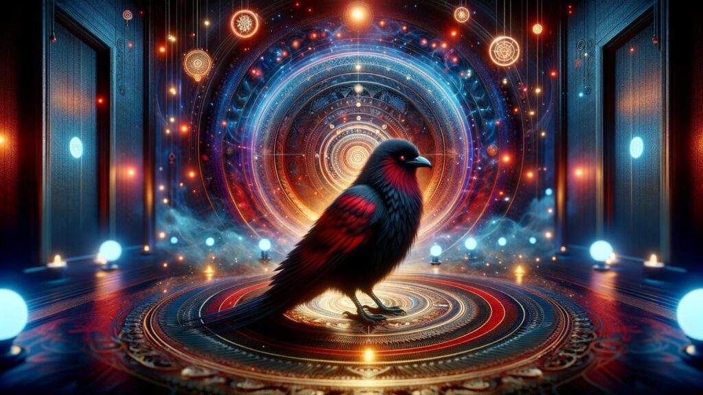 Spiritual representation of the black and red bird