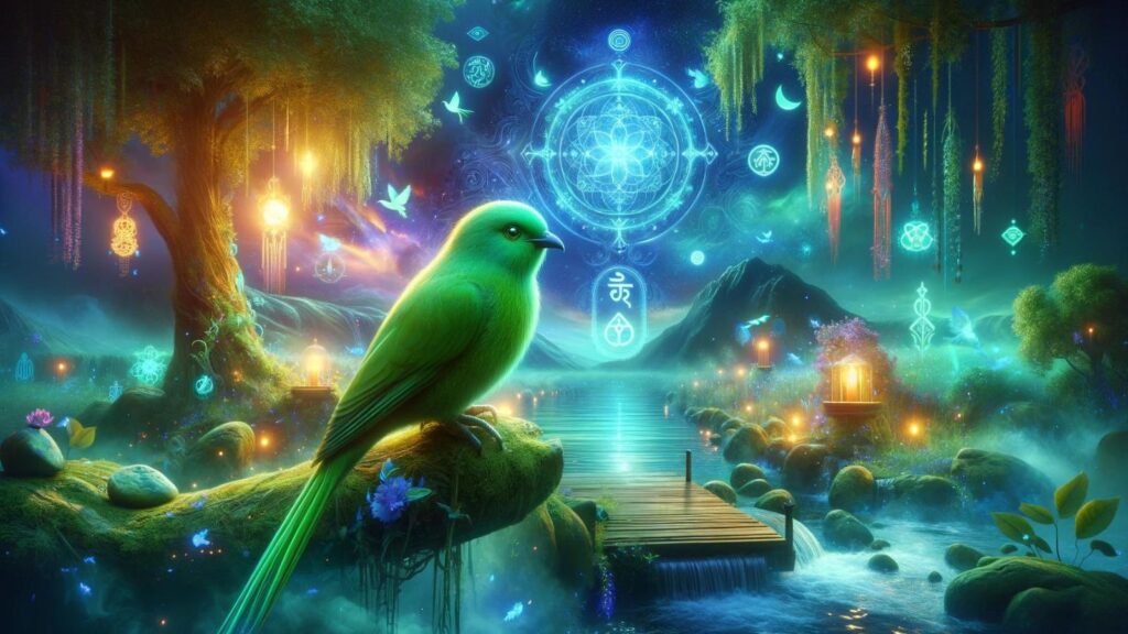 Spiritual representation of the green bird