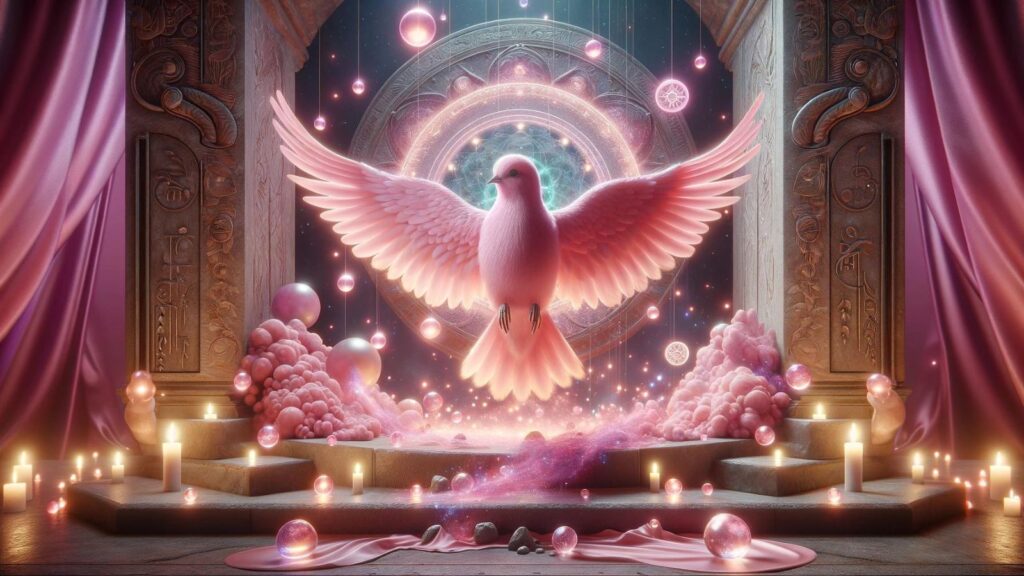 Spiritual representation of the pink bird