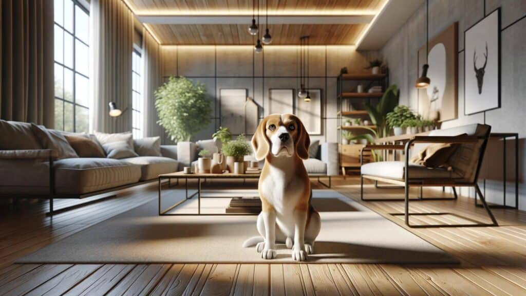 A beagle in the house