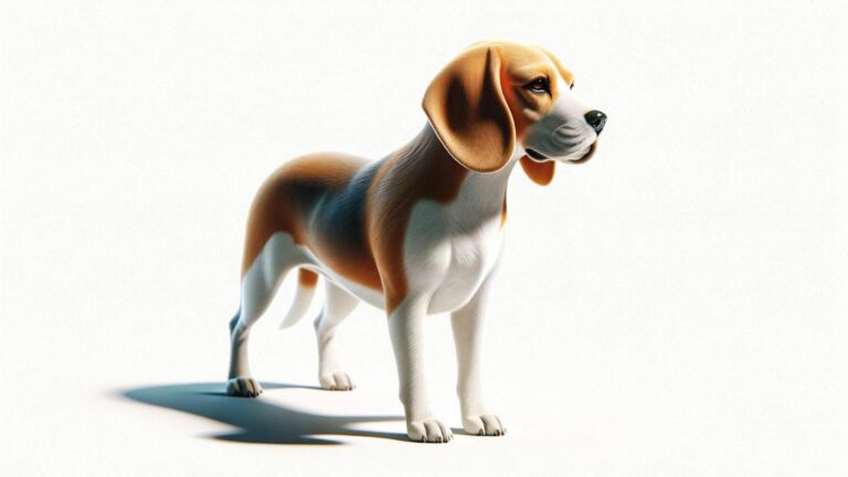 A beagle on a white background