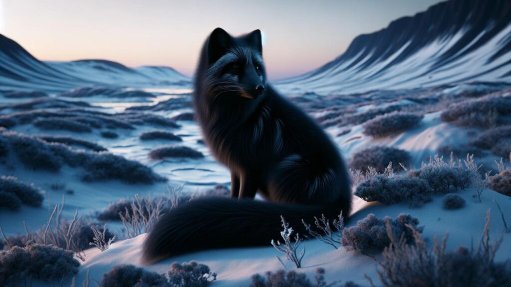 A black arctic fox
