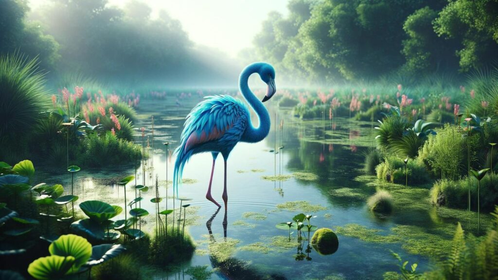 A blue flamingo