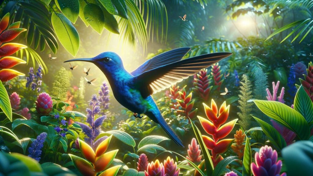 A blue hummingbird