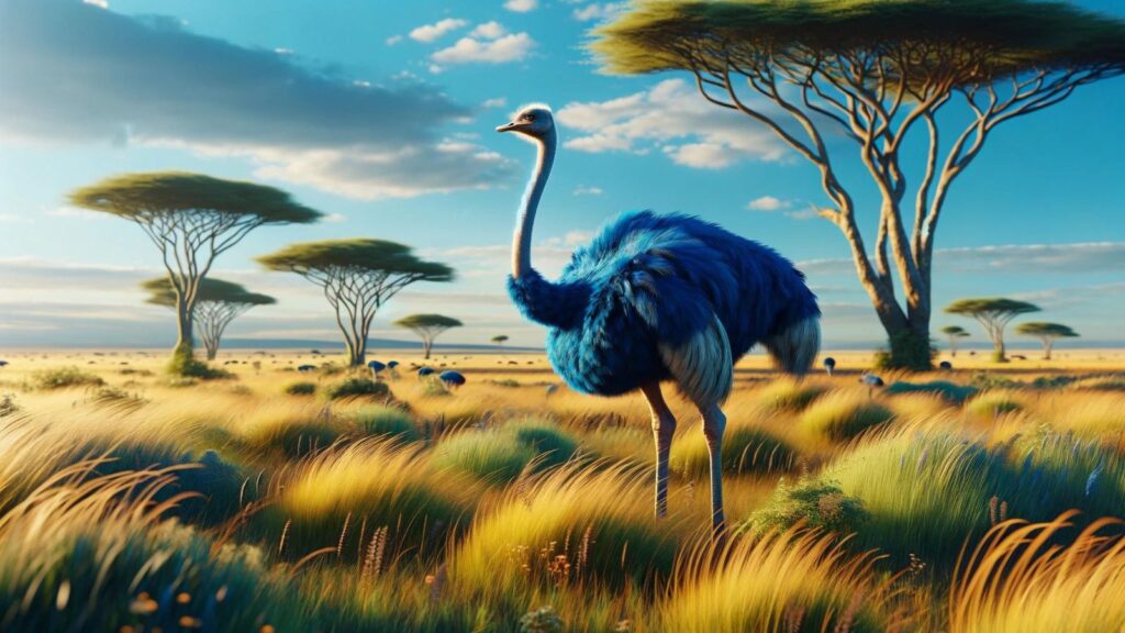 A blue ostrich
