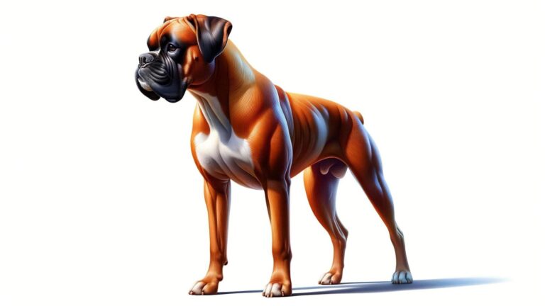 A boxer dog on a white background