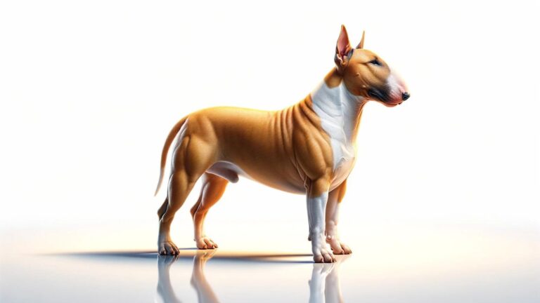 A bull terrier on a white background