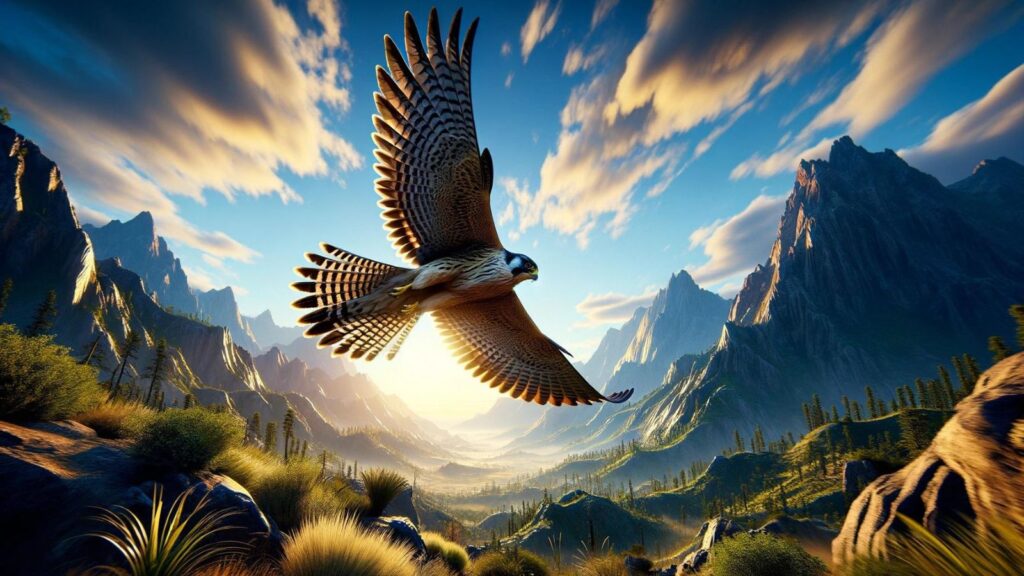 A flying falcon