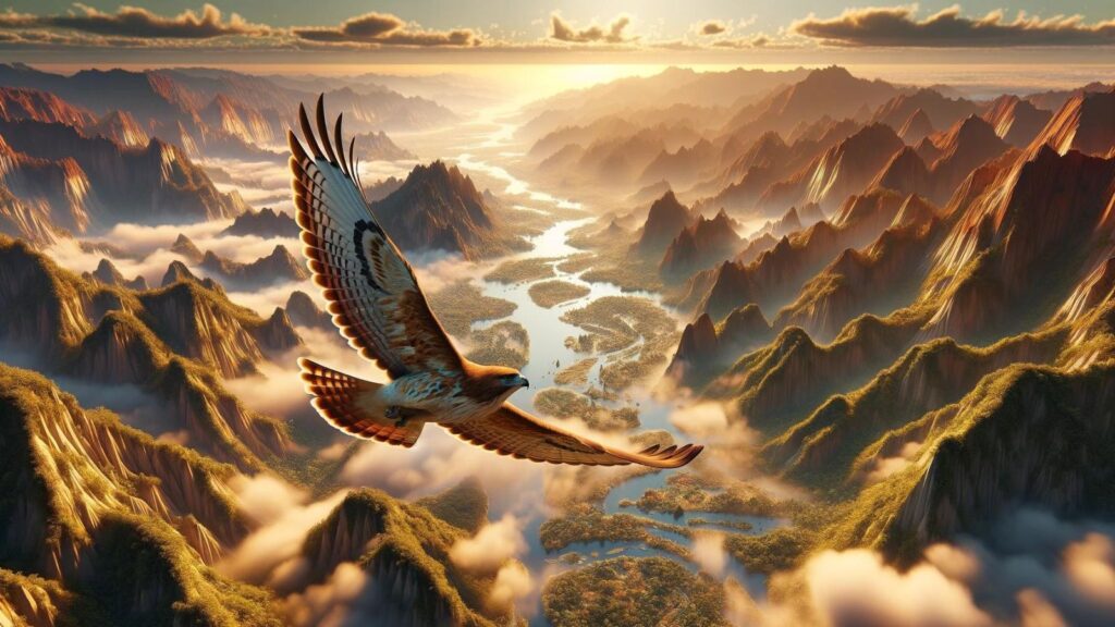 A flying hawk