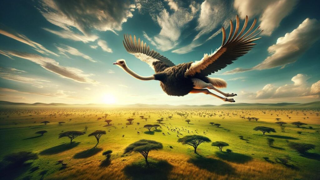 A flying ostrich