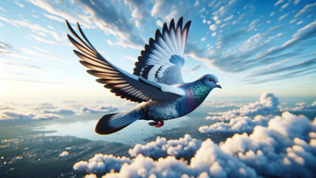 A flying pigeon