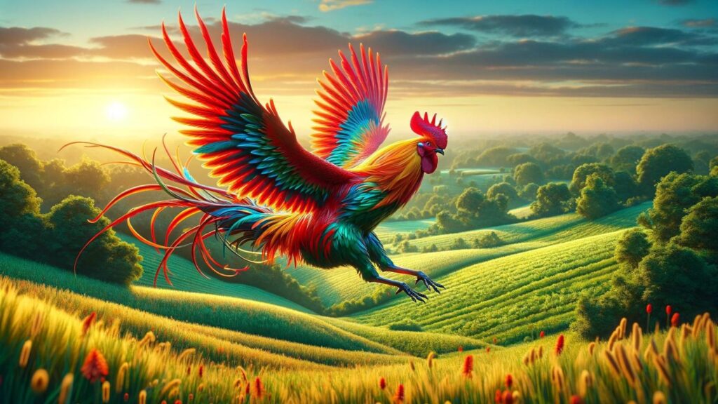 A flying rooster