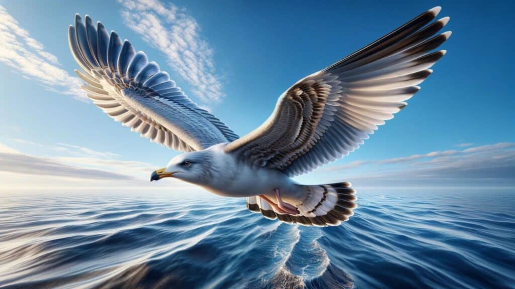 A flying seagull