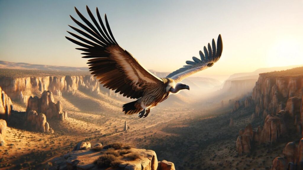 A flying vulture