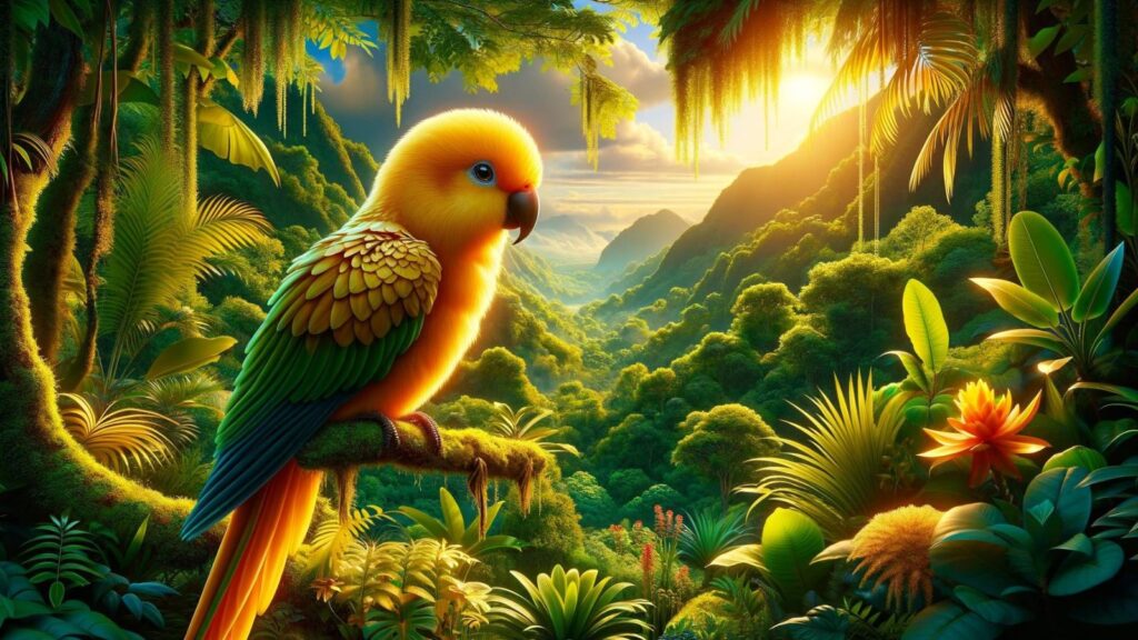 A golden parrot