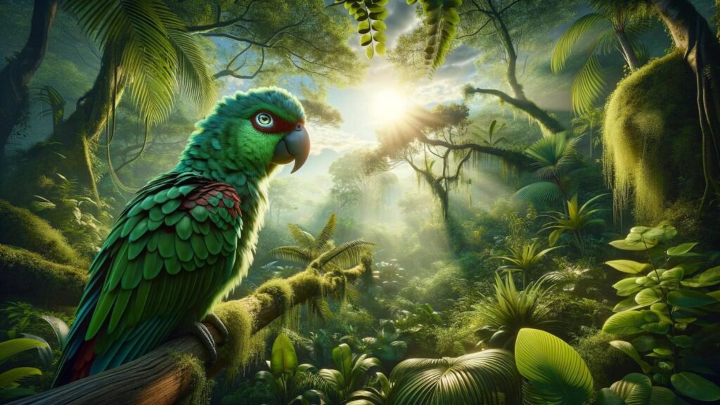 A green parrot