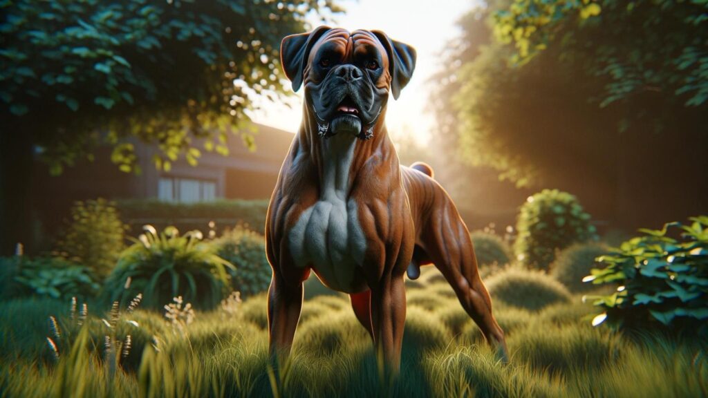 A large boxer dog