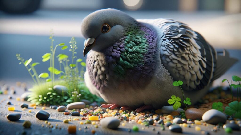 A pigeon sitting
