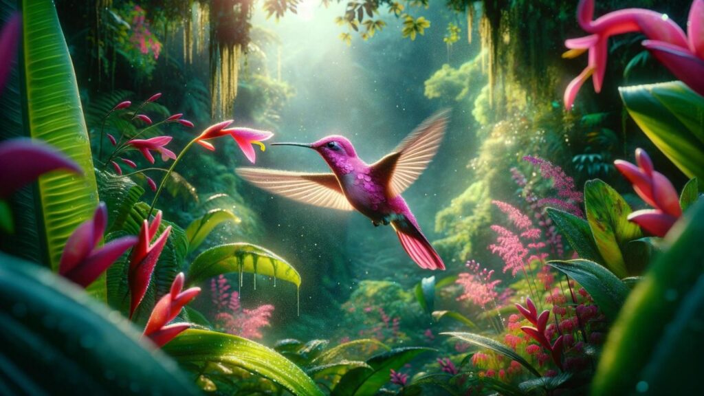 A pink hummingbird