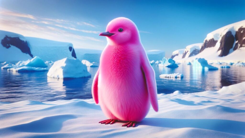 A pink penguin