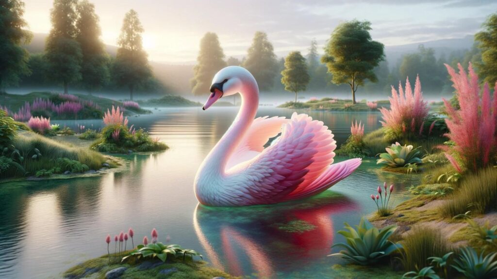 A pink swan