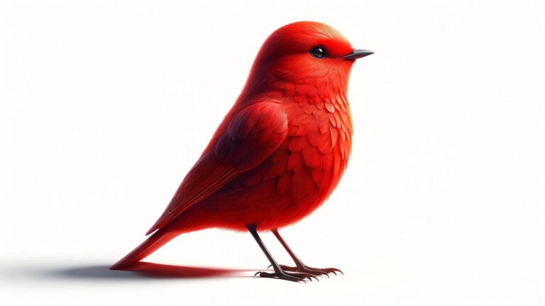 A red bird on a white background