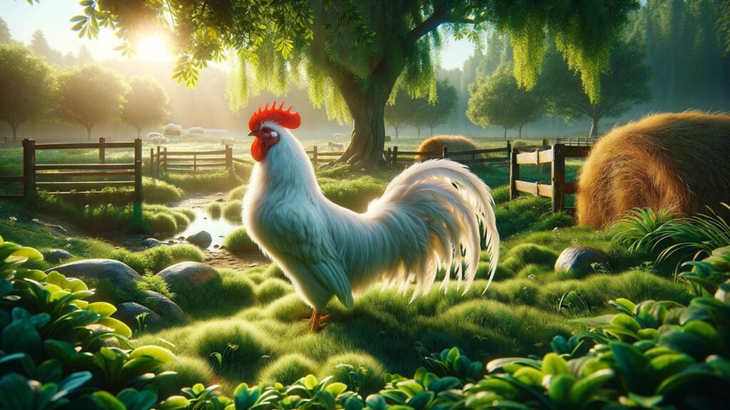 A white rooster